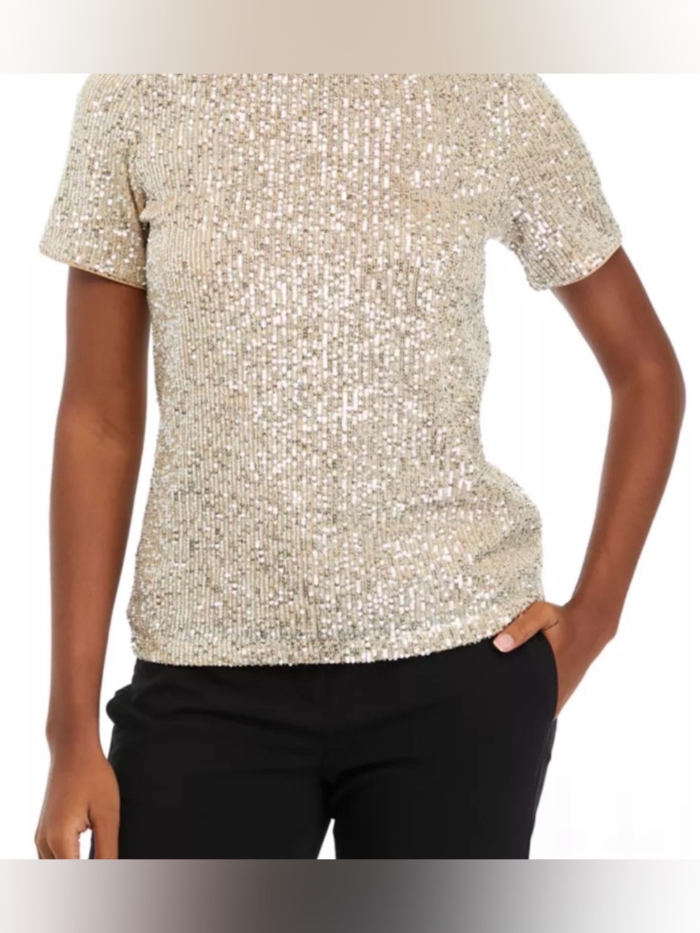 The Limited Sequin Blouse, Champagne, XL - Picture 8 of 8